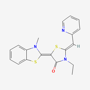 (2Z,5E)-3-ethyl-5-(3-methyl-1,3-benzothiazol-2-ylidene)-2-(pyridin-2-ylmethylidene)-1,3-thiazolidin-4-one