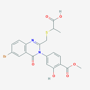 molecular formula C20H17BrN2O6S B120865 6-Bromo-2-(1-carboxyethylthiomethyl)-3-(3'-hydroxy-4'-(methoxy)phenyl)-4(3H)-quinazolinone CAS No. 155104-16-8