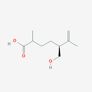 molecular formula C10H18O3 B1208651 (5R)-6-Hydroxy-5-isopropenyl-2-methylhexanoate 