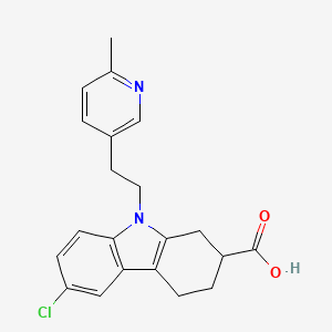 molecular formula C21H21ClN2O2 B1208724 6-Chloro-9-[2-(6-methylpyridin-3-yl)ethyl]-1,2,3,4-tetrahydrocarbazole-2-carboxylic acid 
