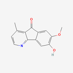 molecular formula C14H11NO3 B1208784 8-羟基-7-甲氧基-4-甲基-茚并[1,2-b]吡啶-5-酮 CAS No. 122890-42-0