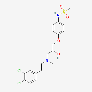 molecular formula C19H24Cl2N2O4S B1208789 1-(4-Methanesulfonamidophenoxy)-3-(N-methyl-3,4-dichlorophenylethylamino)-2-propanol CAS No. 133229-23-9