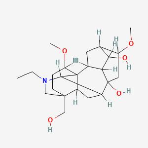 molecular formula C23H37NO5 B1208792 11-Ethyl-13-(hydroxymethyl)-6,16-dimethoxy-11-azahexacyclo[7.7.2.12,5.01,10.03,8.013,17]nonadecane-4,8-diol CAS No. 32152-70-8