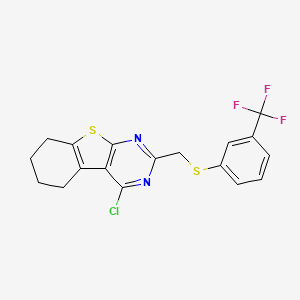 3-Chloro-5-({[3-(trifluoromethyl)phenyl]sulfanyl}methyl)-8-thia-4,6-diazatricyclo[7.4.0.0,2,7]trideca-1(9),2,4,6-tetraene