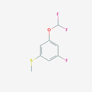 molecular formula C8H7F3OS B12088216 Benzene, 1-(difluoromethoxy)-3-fluoro-5-(methylthio)- CAS No. 1804886-63-2