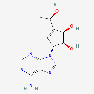 molecular formula C12H15N5O3 B1208839 (1S,2R,5R)-5-(6-Amino-9H-purin-9-yl)-3-((R)-1-hydroxyethyl)cyclopent-3-ene-1,2-diol 