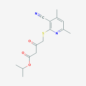 molecular formula C15H18N2O3S B1208892 4-[(3-Cyano-4,6-dimethyl-2-pyridinyl)thio]-3-oxobutanoic acid propan-2-yl ester 