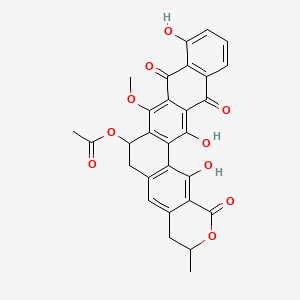 molecular formula C29H22O10 B1208912 1H-Naphtho(2',3':6,7)phenanthro(3,2-c)pyran-1,9,14-trione, 3,4,6,7-tetrahydro-7-(acetyloxy)-8-methoxy-3-methyl-10,15,16-trihydroxy- CAS No. 157110-25-3