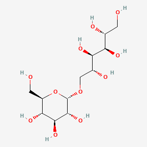 molecular formula 6-O-α-D-Glucopyranosyl-D-sorbitol: C12H24O11; 1-O-α-D-Glucopyranosyl-D-mannitol dihydrate: C12H24O11.2H2O<br>C12H24O11 B1208957 Isomalt CAS No. 20942-99-8