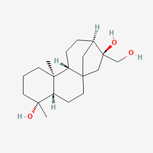 molecular formula C19H32O3 B1208967 (4S,5R,9S,10R,13R,14S)-14-(Hydroxymethyl)-5,9-dimethyltetracyclo[11.2.1.01,10.04,9]hexadecane-5,14-diol CAS No. 177742-56-2