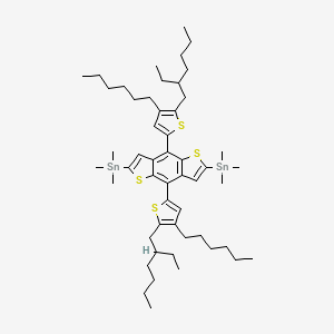 molecular formula C52H82S4Sn2 B12089693 [4,8-bis[5-(2-ethylhexyl)-4-hexylthiophen-2-yl]-2-trimethylstannylthieno[2,3-f][1]benzothiol-6-yl]-trimethylstannane 