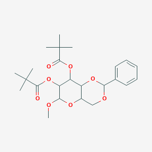 molecular formula C24H34O8 B12089984 [7-(2,2-Dimethylpropanoyloxy)-6-methoxy-2-phenyl-4,4a,6,7,8,8a-hexahydropyrano[3,2-d][1,3]dioxin-8-yl] 2,2-dimethylpropanoate 