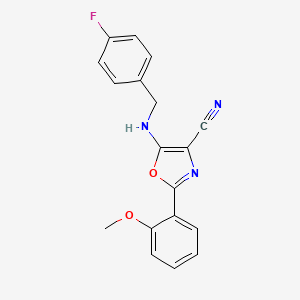 molecular formula C18H14FN3O2 B1209000 5-[(4-Fluorophenyl)methylamino]-2-(2-methoxyphenyl)-4-oxazolecarbonitrile 