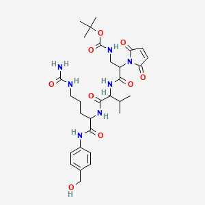 molecular formula C30H43N7O9 B12090157 tert-butyl N-[3-[[1-[[5-(carbamoylamino)-1-[4-(hydroxymethyl)anilino]-1-oxopentan-2-yl]amino]-3-methyl-1-oxobutan-2-yl]amino]-2-(2,5-dioxopyrrol-1-yl)-3-oxopropyl]carbamate 