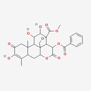 molecular formula C28H30O11 B12090253 15beta-Benzoyloxy-13,20-epoxy-3,11beta,12alpha-trihydroxy-2,16-dioxopicras-3-en-21-oic acid methyl ester 