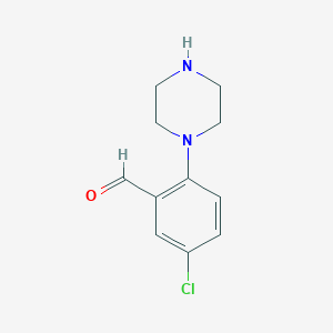 molecular formula C11H13ClN2O B12090392 5-Chloro-2-(1-piperazinyl)-benzaldehyde 