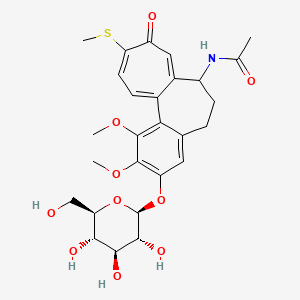 molecular formula C27H33NO10S B1209042 N-[1,2-二甲氧基-10-甲硫基-9-氧代-3-[(2S,3R,4S,5S,6R)-3,4,5-三羟基-6-(羟甲基)四氢吡喃-2-基]氧基-6,7-二氢-5H-苯并[a]庚烯-7-基]乙酰胺 