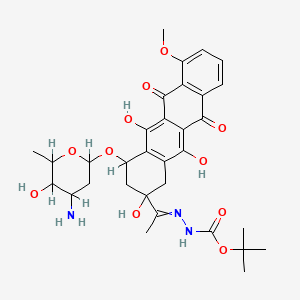 molecular formula C32H39N3O11 B1209051 tert-butyl N-[1-[4-(4-amino-5-hydroxy-6-methyloxan-2-yl)oxy-2,5,12-trihydroxy-7-methoxy-6,11-dioxo-3,4-dihydro-1H-tetracen-2-yl]ethylideneamino]carbamate 