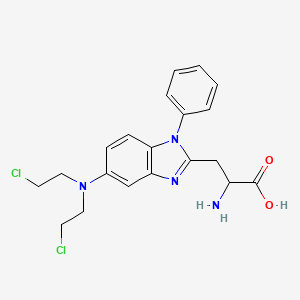 molecular formula C20H22Cl2N4O2 B1209116 beta-(1-Phenyl-5-bis-(beta-chloroethyl)amino-2-benzimidazolyl)-DL-alanine CAS No. 32021-40-2