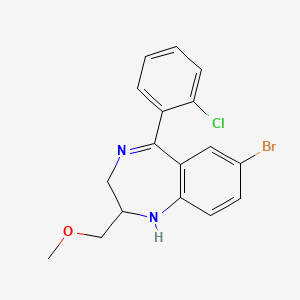 molecular formula C17H16BrClN2O B1209119 1H-1,4-Benzodiazepine, 7-bromo-5-(2-chlorophenyl)-2,3-dihydro-2-(methoxymethyl)- CAS No. 86298-26-2