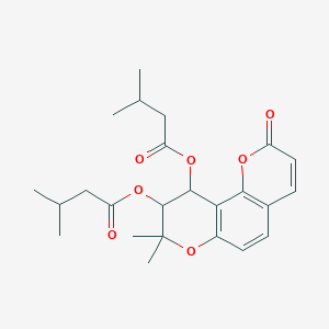 molecular formula C24H30O7 B1209143 [8,8-Dimethyl-9-(3-methylbutanoyloxy)-2-oxo-9,10-dihydropyrano[2,3-f]chromen-10-yl] 3-methylbutanoate 