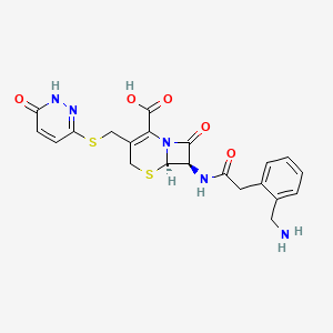 molecular formula C21H21N5O5S2 B1209293 7-(o-Aminomethylphenylacetamido)-3-(6-hydroxypyridazin-3-ylthiomethyl)-3-cephem-4-carboxylic acid CAS No. 52786-87-5