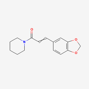 molecular formula C15H17NO3 B1209328 Piperidine, 1-(3-(1,3-benzodioxol-5-yl)-1-oxo-2-propenyl)- CAS No. 23434-86-8