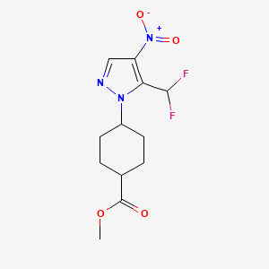 molecular formula C12H15F2N3O4 B12093354 Methyl trans-4-[5-(difluoromethyl)-4-nitro-pyrazol-1-yl]cyclohexanecarboxylate 