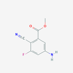 molecular formula C9H7FN2O2 B12094789 Benzoic acid, 5-amino-2-cyano-3-fluoro-, methyl ester 