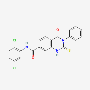 molecular formula C21H13Cl2N3O2S B12094847 N-(2,5-dichlorophenyl)-4-oxo-3-phenyl-2-sulfanyl-3,4-dihydroquinazoline-7-carboxamide 