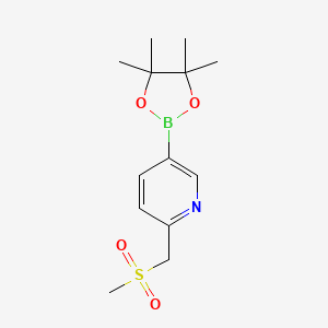 molecular formula C13H20BNO4S B12094886 2-((Methylsulfonyl)methyl)-5-(4,4,5,5-tetramethyl-1,3,2-dioxaborolan-2-yl)pyridine 