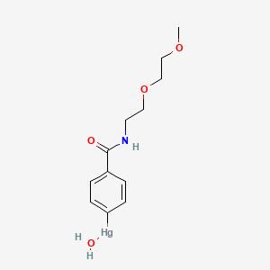 molecular formula C12H18HgNO4 B1209489 N-(Methoxypolyethylene glycol)-4-hydroxymercuribenzamide CAS No. 71861-55-7