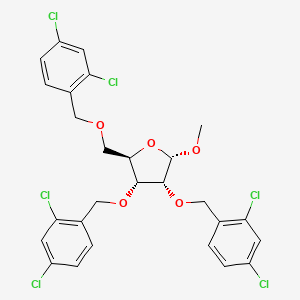 molecular formula C27H24Cl6O5 B12094900 (2R,3R,4R,5S)-3,4-bis[(2,4-dichlorophenyl)methoxy]-2-[(2,4-dichlorophenyl)methoxymethyl]-5-methoxy-tetrahydrofuran 