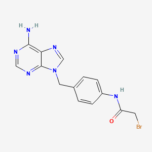 molecular formula C14H13BrN6O B1209493 9-(4-Bromoacetamidobenzyl)adenine CAS No. 4230-23-3