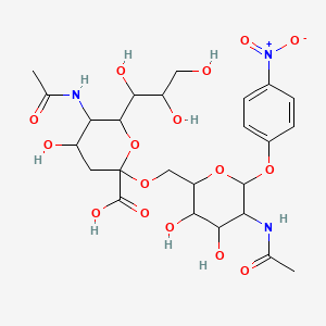 5-Acetamido-2-[[5-acetamido-3,4-dihydroxy-6-(4-nitrophenoxy)oxan-2-yl]methoxy]-4-hydroxy-6-(1,2,3-trihydroxypropyl)oxane-2-carboxylic acid