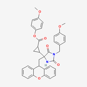 (4-methoxyphenyl) 2-[1-[(4-methoxyphenyl)methyl]-2,5-dioxo-4-(9H-xanthen-9-ylmethyl)imidazolidin-4-yl]cyclopropane-1-carboxylate