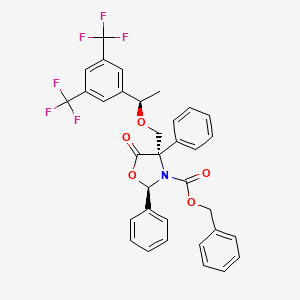 3-Oxazolidinecarboxylic acid, 4-[[(1R)-1-[3,5-bis(trifluoromethyl)phenyl]ethoxy]methyl]-5-oxo-2,4-diphenyl-, phenylmethyl ester, (2R,4S)-