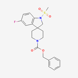 molecular formula C21H23FN2O4S B12096144 Benzyl 5-fluoro-1-(methylsulfonyl)spiro[indoline-3,4'-piperidine]-1'-carboxylate CAS No. 209350-13-0