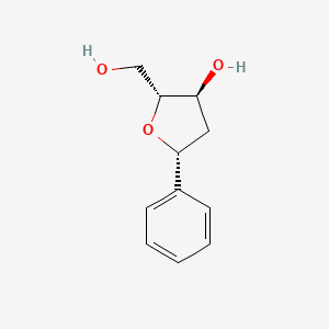 molecular formula C11H14O3 B1209637 1,2-Dideoxy-1-phenyl-beta ribofuranose CAS No. 95041-49-9