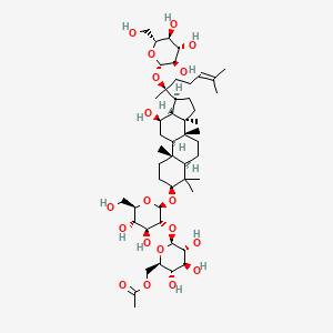 molecular formula C50H84O19 B12096428 beta-D-Glucopyranoside, (3beta,12beta)-20-(beta-D-glucopyranosyloxy)-12-hydroxydammar-24-en-3-yl 2-O-(6-O-acetyl-beta-D-glucopyranosyl)- CAS No. 102805-32-3