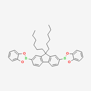 molecular formula C37H40B2O4 B12096480 1,3,2-Benzodioxaborole, 2,2'-(9,9-dihexyl-9H-fluorene-2,7-diyl)bis- CAS No. 856570-41-7