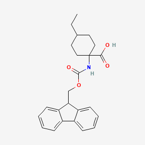 4-Ethyl-1-([(9H-fluoren-9-ylmethoxy)carbonyl]amino)cyclohexane-1-carboxyl+