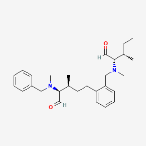 molecular formula C28H40N2O2 B12096658 (2S,3S)-2-[benzyl(methyl)amino]-3-methyl-5-[2-[[methyl-[(2S,3S)-3-methyl-1-oxopentan-2-yl]amino]methyl]phenyl]pentanal 