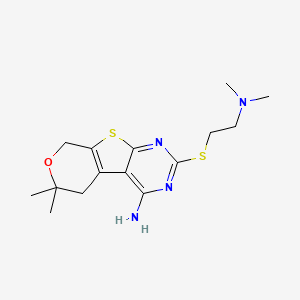 molecular formula C15H22N4OS2 B1209673 2-[2-(Dimethylamino)ethylthio]-6,6-dimethyl-5,8-dihydropyrano[4,5]thieno[1,2-c]pyrimidin-4-amine 