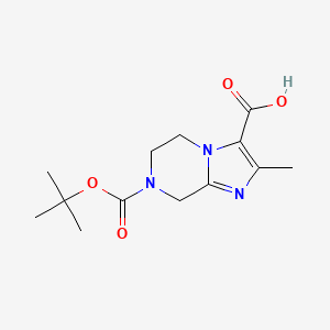 molecular formula C13H19N3O4 B12096907 7-[(tert-Butoxy)carbonyl]-2-methyl-5H,6H,7H,8H-imidazo[1,2-a]pyrazine-3-carboxylic acid 