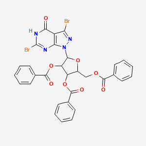 molecular formula C31H22Br2N4O8 B12097095 8-Aza-2,7-dibromo-2',3',5'-tri-O-benzoyl-7-deaza-inosine 