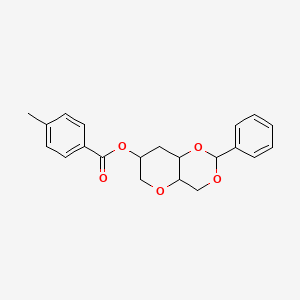 molecular formula C21H22O5 B12097174 D-ribo-Hexitol, 1,5-anhydro-3-deoxy-4,6-O-(phenylmethylene)-, 4-methylbenzoate, (R)-(9CI) 