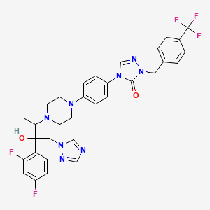 molecular formula C32H31F5N8O2 B1209721 3H-1,2,4-Triazol-3-one, 4-[4-[4-[2-(2,4-difluorophenyl)-2-hydroxy-1-methyl-3-(1H-1,2,4-triazol-1-yl)propyl]-1-piperazinyl]phenyl]-2,4-dihydro-2-[[4-(trifluoromethyl)phenyl]methyl]- 