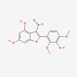 molecular formula C18H16O7 B1209725 4-羟基-2-(3-羟基-2,4-二甲氧基苯基)-6-甲氧基-1-苯并呋喃-3-甲醛 