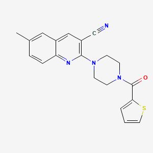 molecular formula C20H18N4OS B1209726 6-Methyl-2-[4-[oxo(thiophen-2-yl)methyl]-1-piperazinyl]-3-quinolinecarbonitrile 